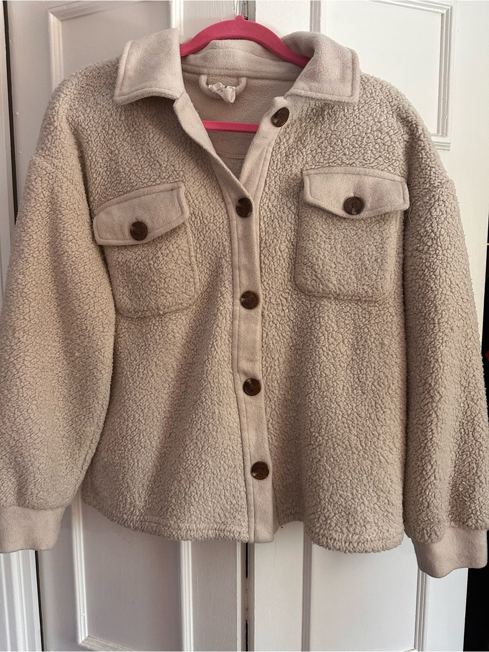 Hippie Rose Cream Sherpa Jacket/oversize shirt